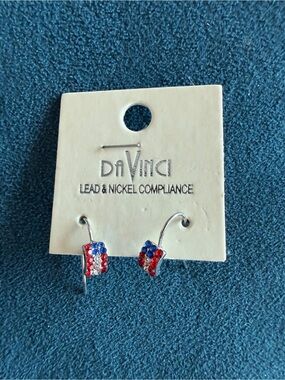 DaVinci Red, Blue & Clear Crystal drop Earrings